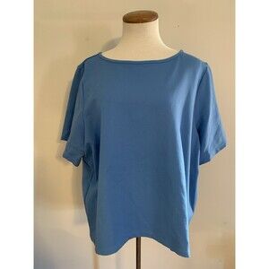 🌻2 for $20🌻Betabrand Shirt Womans Size 2XL Blue Short Sleeve Top Hi Low Boxy